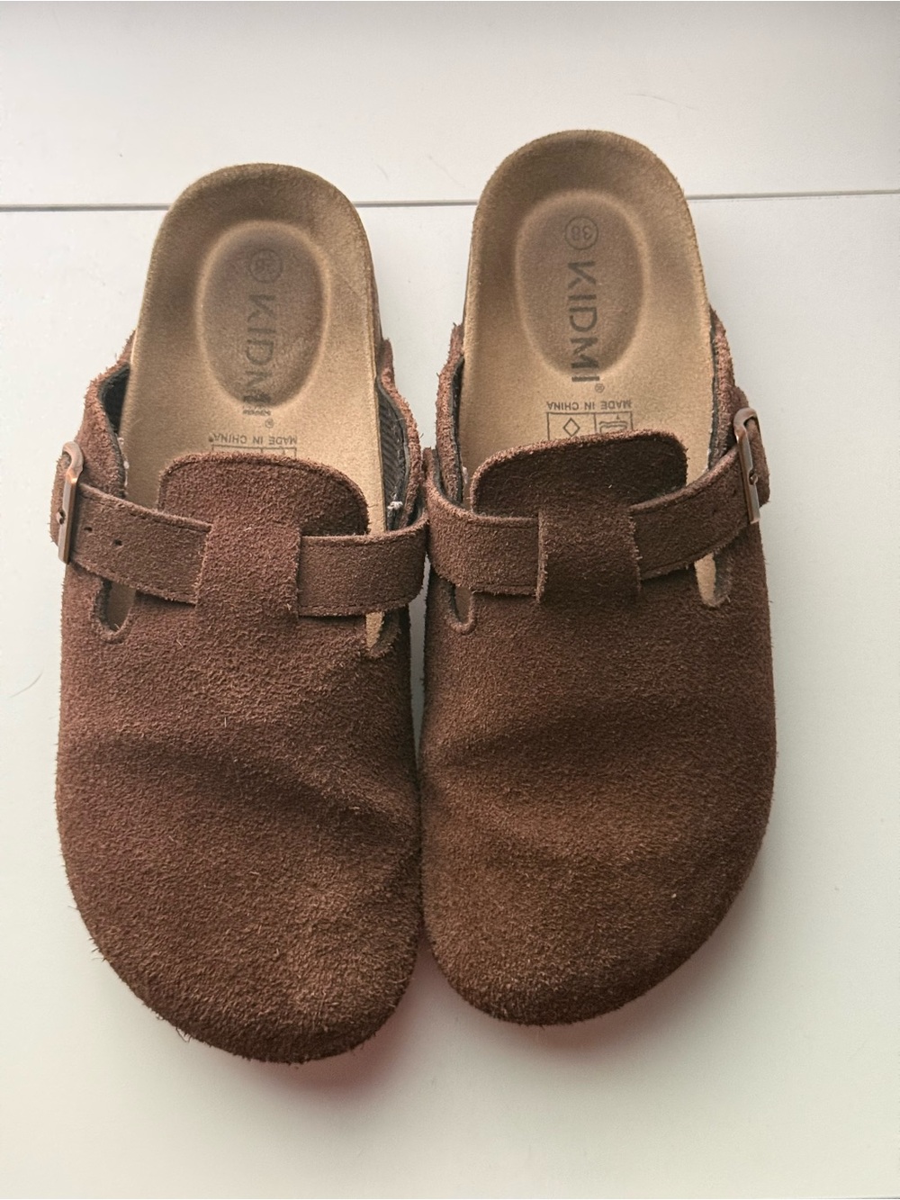 Women’s Brown Suede Slip-On Clog with Buckle